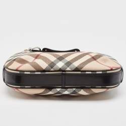 Burberry Metallic/Beige Nova Check Coated Canvas and Leather Barton Hobo