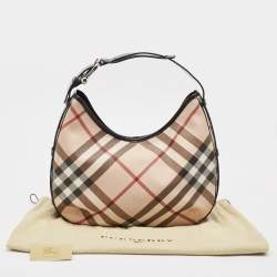 Burberry Metallic/Beige Nova Check Coated Canvas and Leather Barton Hobo