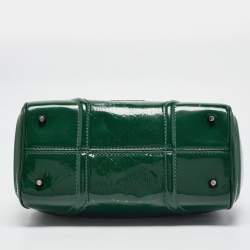 Burberry Green Check Embossed Patent Leather Anford Satchel