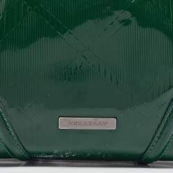 Burberry Green Check Embossed Patent Leather Anford Satchel