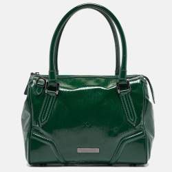 Burberry Green Check Embossed Patent Leather Anford Satchel