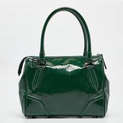 Burberry Green Check Embossed Patent Leather Anford Satchel