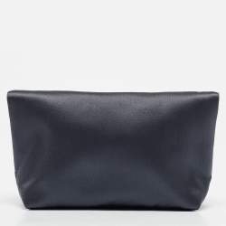 Pre Owned Burberry Dark Grey Satin  Crystal Embellished Pin Clutch