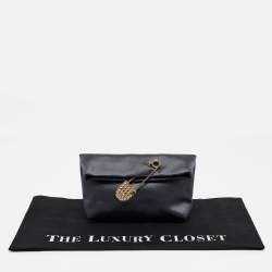 Pre Owned Burberry Dark Grey Satin  Crystal Embellished Pin Clutch