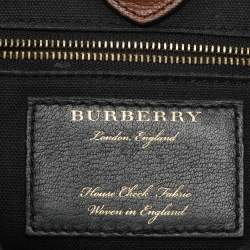 Burberry Brown/Beige House Check Fabric and Leather Small Banner Tote