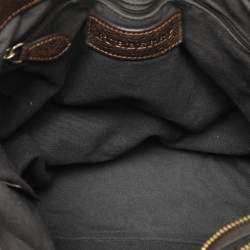 Burberry Beige/Brown Haymarket Check PVC and Leather Medium Golderton Tote