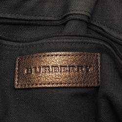 Burberry Beige/Brown Haymarket Check PVC and Leather Medium Golderton Tote