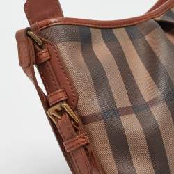 Pre Owned Burberry Brown Smoke Check PVC and Leather Hartham Crossbody Bag