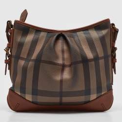 Pre Owned Burberry Brown Smoke Check PVC and Leather Hartham Crossbody Bag