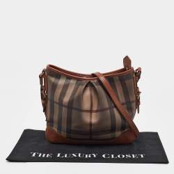 Pre Owned Burberry Brown Smoke Check PVC and Leather Hartham Crossbody Bag