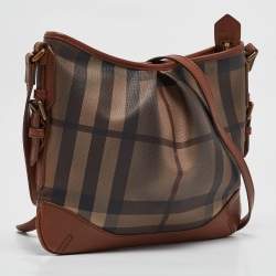 Pre Owned Burberry Brown Smoke Check PVC and Leather Hartham Crossbody Bag