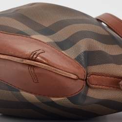 Pre Owned Burberry Brown Smoke Check PVC and Leather Hartham Crossbody Bag