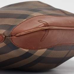 Pre Owned Burberry Brown Smoke Check PVC and Leather Hartham Crossbody Bag