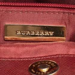 Burberry Red/Beige House Check Fabric and Leather Crossbody Bag