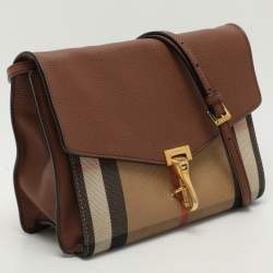 Burberry Brown Canvas and Leather Small Macken Crossbody Bag