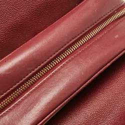 Pre Owned Burberry Burgundy Leather Small Medley Buckle Crossbody Bag