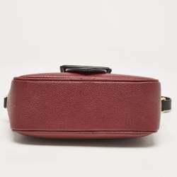Pre Owned Burberry Burgundy Leather Small Medley Buckle Crossbody Bag