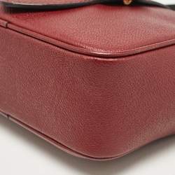 Pre Owned Burberry Burgundy Leather Small Medley Buckle Crossbody Bag