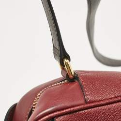 Pre Owned Burberry Burgundy Leather Small Medley Buckle Crossbody Bag