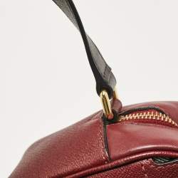 Pre Owned Burberry Burgundy Leather Small Medley Buckle Crossbody Bag