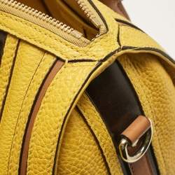 Burberry Yellow/Brown Leather Medium Alchester Bowling Bag