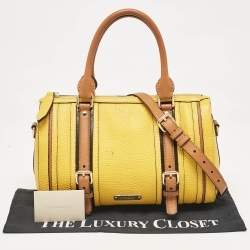 Burberry Yellow/Brown Leather Medium Alchester Bowling Bag