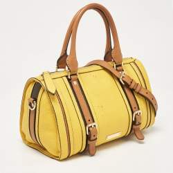 Burberry Yellow/Brown Leather Medium Alchester Bowling Bag