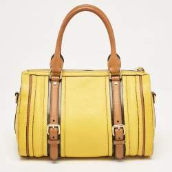 Burberry Yellow/Brown Leather Medium Alchester Bowling Bag