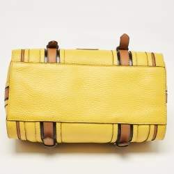 Burberry Yellow/Brown Leather Medium Alchester Bowling Bag