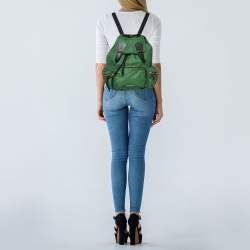 Pre Owned Burberry Bright Green Nylon Medium Rucksack Backpack