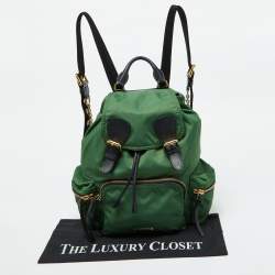 Pre Owned Burberry Bright Green Nylon Medium Rucksack Backpack