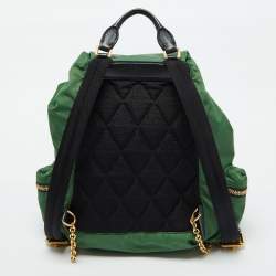 Pre Owned Burberry Bright Green Nylon Medium Rucksack Backpack