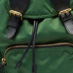 Pre Owned Burberry Bright Green Nylon Medium Rucksack Backpack