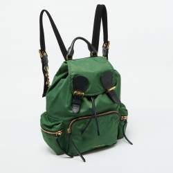 Pre Owned Burberry Bright Green Nylon Medium Rucksack Backpack