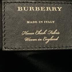 Pre Owned Burberry Red/Beige Leather and House Check Fabric Medium Banner Tote