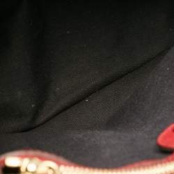 Pre Owned Burberry Red/Beige Leather and House Check Fabric Medium Banner Tote