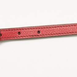 Pre Owned Burberry Red/Beige Leather and House Check Fabric Medium Banner Tote