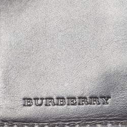 Burberry Black Embossed Check Leather Flap Card Case