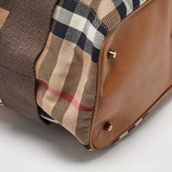مملوكة مسبقًا Burberry Beige/Brown House Check Canvas and Leather Aurelia Tote