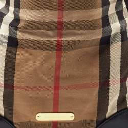 مملوكة مسبقًا حقيبة يد بربري كانتربوري صغيرة جلد و كانفاس مربعات هايماركت بني و بيج 