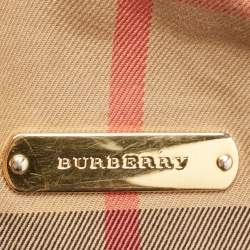 مملوكة مسبقًا حقيبة يد بربري كانتربوري صغيرة جلد و كانفاس مربعات هايماركت بني و بيج 