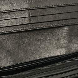 Pre Owned Burberry Black/Beige House Check Fabric and Leather Leighton Continental Wallet