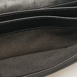 Pre Owned Burberry Black/Beige House Check Fabric and Leather Leighton Continental Wallet