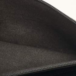 Pre Owned Burberry Black/Beige House Check Fabric and Leather Leighton Continental Wallet