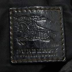 Pre Owned Burberry Grey/Black Beat Check Nylon and Patent Leather Lowry Tote