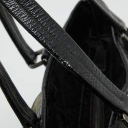 Pre Owned Burberry Grey/Black Beat Check Nylon and Patent Leather Lowry Tote