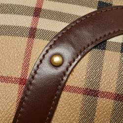 مملوكة مسبقًا Burberry Dark Brown/Beige Haymarket Check Coated Canvas Tote