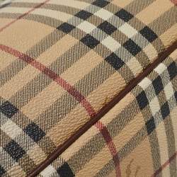 مملوكة مسبقًا Burberry Dark Brown/Beige Haymarket Check Coated Canvas Tote