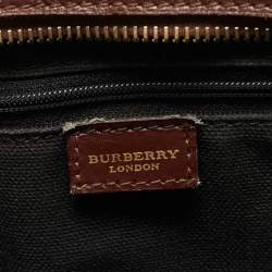 مملوكة مسبقًا Burberry Dark Brown/Beige Haymarket Check Coated Canvas Tote