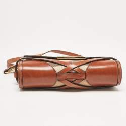 مملوكة مسبقًا Burberry Brown/Beige House Check Canvas and Leather Abbott Shoulder Bag